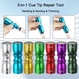 WAPKTY Multifunctional Cue Tip Shaper Colorful Professional Shaper Aerator Tapper Durable 3 in 1 Tip Trim Tool Billiard Snooker Pool