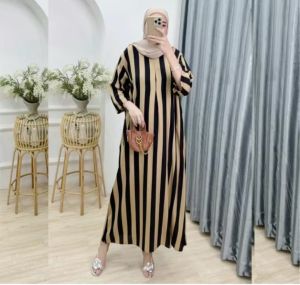 Daster Kekinian Motif Salur Busui /Dress Wanita Terbaru