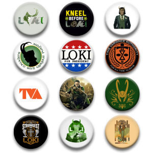 YF 12pcs/set Marvel New U.S. drama LOKI Badge The Avengers Superhero LOKI Tinplate Badge FY