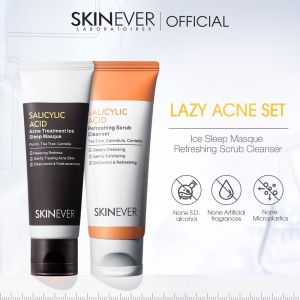 SKINEVER Salicylic Acid Hydrating Acne Ice Sleeping Mask and Refreshing Scrub Cleanser Deep Cleansing Oil Control Acne Treatment