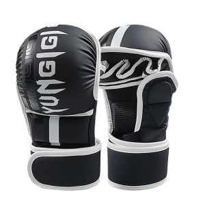MMA Half Finger Boxing Gloves Professional Training Wrist Guard Martial Arts Sanda Sparring PU Leather Open-fingered Gloves Men