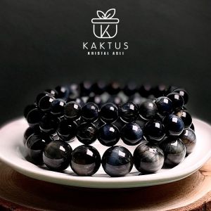 KAKTUS Kristal Asli Blue Tiger Eye Crystal Bracelet For Communication Protection & Good Fortune