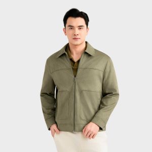 Áo Khoác 2 Lớp Nam Xanh Rêu Aristino giữ ấm cực tốt cổ đức thanh lịch Regular Fit - AJK601EDP01