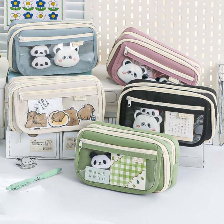 EDDY SONG With Front Pocket Panda Pencil Cases Multifunctional Large ...