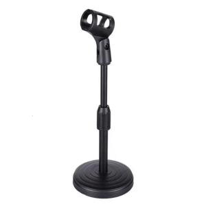 Telescopic Desk Mic Stand with Heavy Duty Metal Base Microphone Holder Bracket for Home Studios and Public Speaking