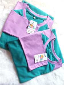 kaos reglan terbaru hijau toska dengan ungu muda/ lilac komunitas bahan tebal adem nyaman murah 24s