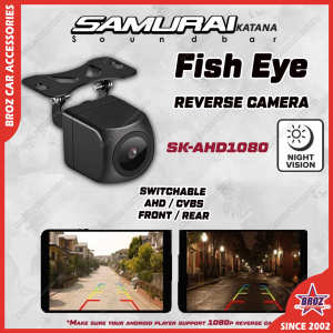 [ High Resolution ] SAMURAIKATANA Night Vision Fish Eye Reverse Camera Waterproof 170" Degree Wide Angle AHD / CVBS / CCD Water Proof Rear View Parking Camera Car Cam 1080 1080P HD Full HD