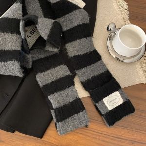TROVA Korean Style Y2K Striped Scarf Harajuku Knitted Stripe Shawl Multicolor Streetwear Long Striped Scarves Girl