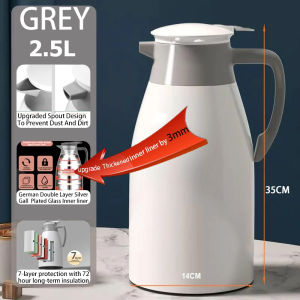 OOKAS Thermos Hot Water 72 Hrs Insulated Vacuum Flask Leak Proof Glass Liner Dust Proof Spout