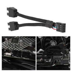 Motherboard USB 9Pin 2.0 Header Braided Splitter Interface 1 to 2 Hub Extension Cable Adapter