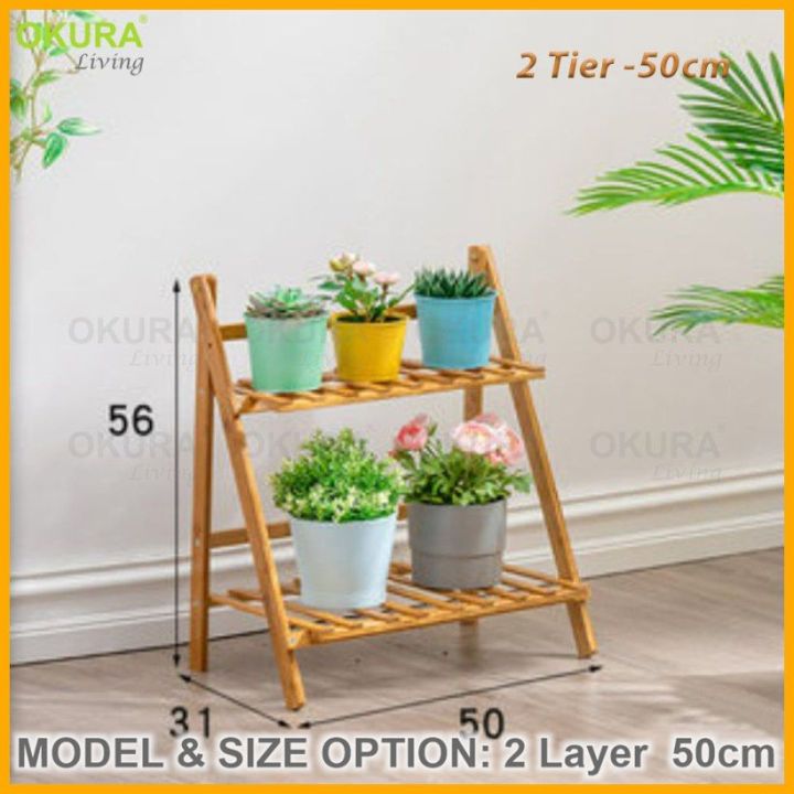 Bamboo Flower Garden Rack With Stand Rak Pasu Bunga Indoor Outdoor ...