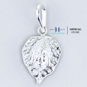 Mặt Dây Chuyền Bạc Hình Lá Bồ Đề Một Mặt Khắc Chữ Thiền Một Mặt Có Đầu Phật Nổi - Vàng Bạc Duy Hiển