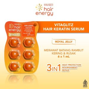 MAKARIZO Hair Energy Vitaglitz Hair Keratin Serum Aloe Melon | Royal Jelly - 6 x 1 ml