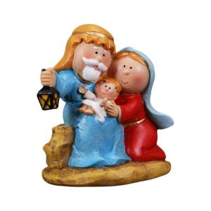 Cartoon Miniature Nativity Scene Statues Religious Home Decors Resins Manger Scene Figurines For Christmas Celebration