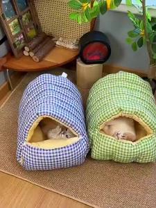 Ổ Cho Mèo Ấm Áp Mùa Đông Có Thể Giặt Nhà Ngủ Cho Mèo Bông Mềm Chống Lạnh An Toàn Thoải Mái Cho Thú Cưng