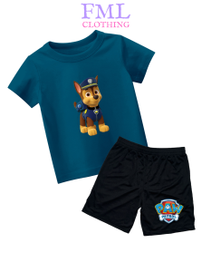Setelan Kaos Anak-Anak Gambar PAW Patrol Police Chase (usia 2-10 Tahun) Katun PE