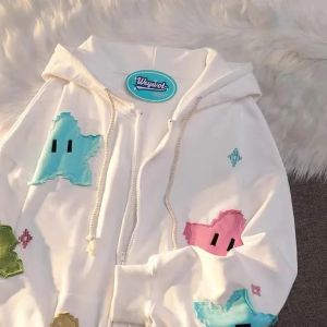 Oversized Coat MenS Personality Print WomenS Hoodie Fashion Punk Couple Zip Up Hoodie Tops Kawaii Clothes For Men