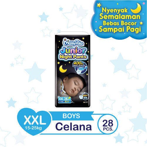 Celana Malam Junior MamyPoko Boys XXL Popok Sekali Pakai 28 Hitungan untuk  Anak Laki-Laki 15-25 Kg | Lazada Indonesia