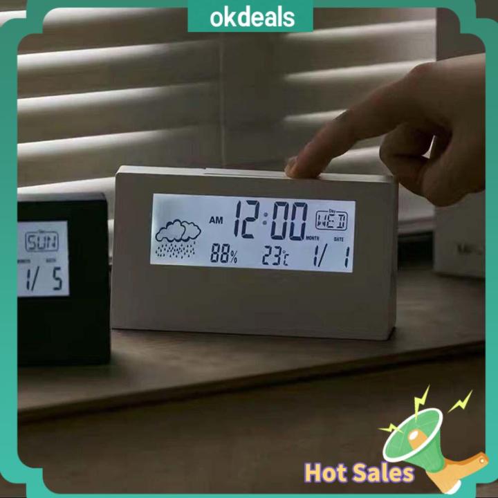 OKDEALS Creative Number Clock Nightlight Temperature Calendar Large Number Alarm Clock