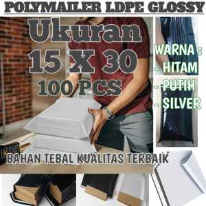 Polymailer Plastik Packing Onlineshop 15x30 100 pcs - Bahan LDPE Tebal Warna Hitam - Putih - Silver