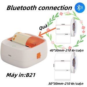 Rhebar B21 Máy in nhãn nhiệt mini bluetooth không cần mực Máy làm nhãn có băng dính