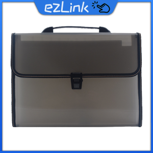 Black Long Expanding Folder A4 Portable Buckle File Pack Large Capacity Document Storage Bag