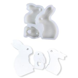 3 Rabbit Family Figurine Shaped Ornament Mold Flexible Silicone Mold Home Decoration Mould Practical Making Tool