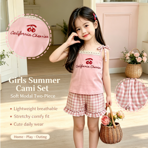 AILEBE Kids Sets Terno Sleeveless Cami Top Four-Way Stretch Bottoms Set Soft Modal Fabric With Stretchy Comfy Fit Lightweight Breathable Summer Wear OOTD Pambahay For Girls 1-10 Years