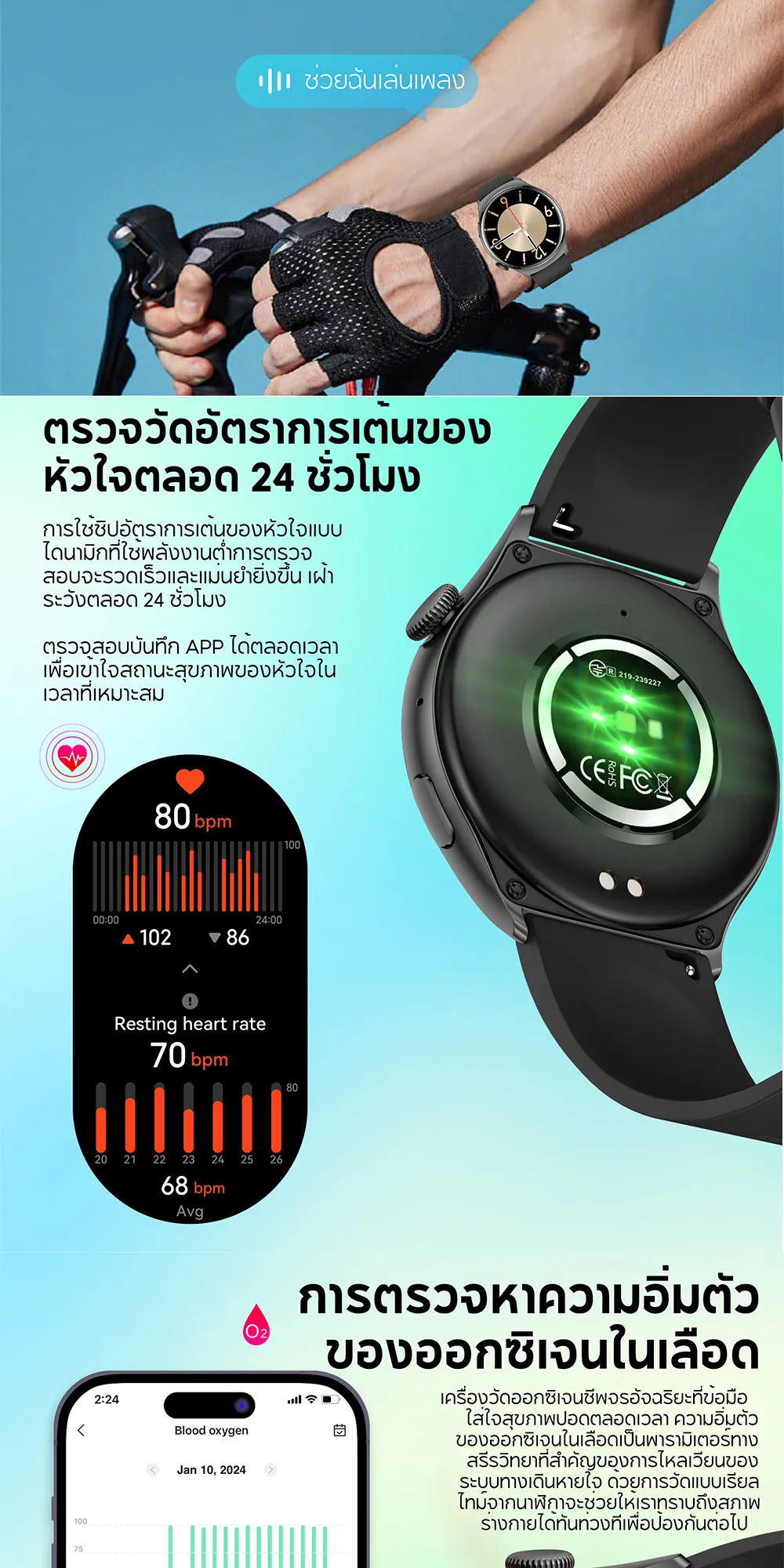 Aolon Mars R3 1.43 นิ้ว สมาร์ทวอทช์ Amoled smartwatch IP68 กันน้ำ 300mAh นาฬิกาวิ่ง ภาษาไทย smartwatch จอเล็ก