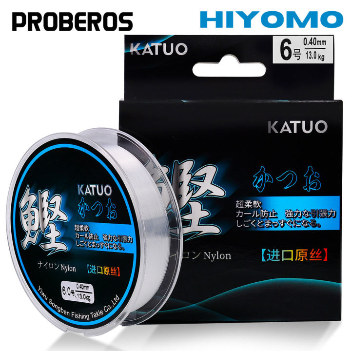 PROBEROS Super Strong Nylon Fishing Line 100m 1.2-8.0# Saltwater Durable Monofilament  Leader Line Fluorocarbon Coated Invisible Fish Line for Carp Fishing