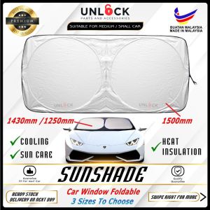 UNLOCK Window Car Front/Rear Groovy Sun Shade Foldable - Sunshade Size Medium/Small for All Model Car Pelindung Cahaya Matahari Kereta Depan Belakang Automobile Automotive Car Accessories Aksesori Kereta