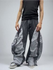 กางเกงยีนส์ กางเกงยีนส์คอนทราสต์แบบพื้นแบบอเมริกัน สไตล์อเมริกันตรงเอวสูงหลวมซิปดิ่งขากว้า กางเกงราคาถูก กางเกงรูดซิป กางเกงายาว