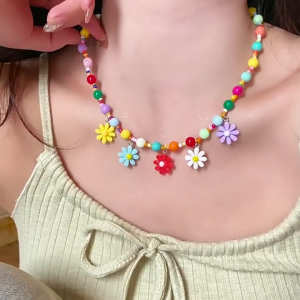 Clavicle Chain Adjustable Chain Necklace Daisy Necklace Handmade Neck Everyday Wear Necklace Suitable for Daily