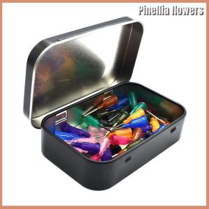 【Pinellia flowers】 Survival Kit Small Empty Metal Black Flip Storage Box Case For Key Candy