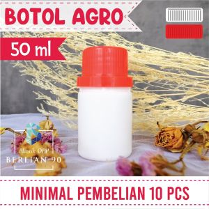Botol agro 50 ml botol jamu botol bensin segel jerigen putih tebal+tutup isi 20 pcs