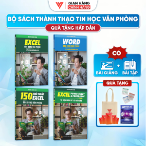Combo 4 Sách Power Query & Power Pivot 150 Thủ Thuật Và Excel Word Từ Cơ Bản Đến Nâng Cao Có Kèm Video Khóa Học Online Miễn Phí + Tặng 101PT + Túi vải + Nhãn dán + 5 bao lì xì  + Hộp giấy Tết