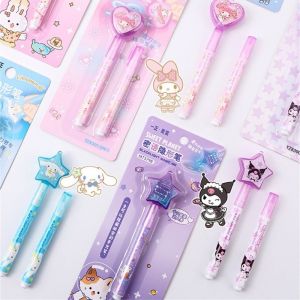 1pcs Sanrio Series Invisible Neutral Pen Cute Mymelody Kuromi Cinnamoroll Pochacco Anime Secret with UV Light Student Kids Gift