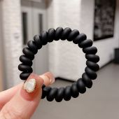 Phone Cord Hair Band Telephone Wire Hair Ring 🎀 电话圈发圈发绳 Getah Rambut Gaya Telefon Berkilau Matte Tinggi Elastik Milk Tea Hair Tie