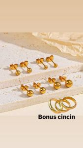 Free Cincin Anting Titanium Model Tusuk Boba Glosi Anti Karat Dan Anti Luntur/Anting Tusuk dewasa /Anting Tusuk Anak