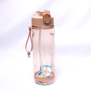 【800ML Large Capacity】 Sports Gym Water Bottles with Pop-up Straw and ScalePortable Carry Strap Leak-Proof BPA-Free Workout Camping Outdoor Accessories