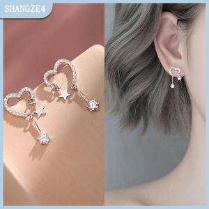 【SHANGZE4】 1 Cặp Châu Âu Và Mỹ Thời Trang Trái Tim Sao Bông Tai Cho Phụ Nữ Cá Tính Tinh Tế Tua Bên Bông Tai Đồ Trang Sức Quà Tặng