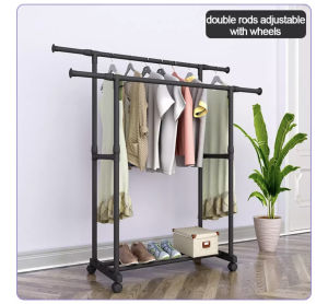 Single/Double Clothes Hanger Rack Wardrobe Hanging Drying Shelf Organizer [LOCAL SELLER]