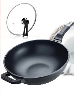 Wooden handle Kitchen-Art 32cm Non Stick Frying Pan Stone Wok with High quality