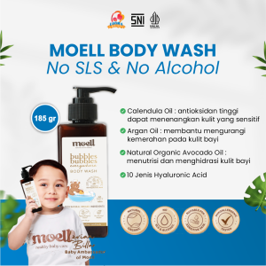 Moell Body Wash 185ml - Tanpa SLS - Bubbles Bubbles Everywhere Body Wash - Sabun Bayi