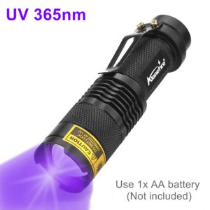 Alonefire SK68uv Black Light 395/365nm Zoom Mini Led UV Flashlight Detection Light Lamp