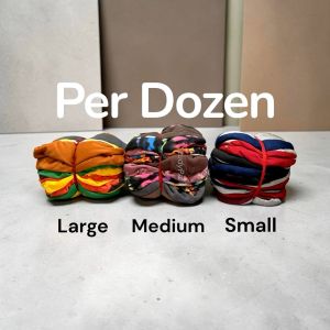 Colored Round Rags Multi Purpose 1 Dozen/12Pairs Size Small-Large