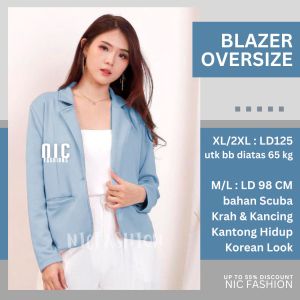 Blazer Korea Wanita Oversize Kerah & Kancing Aprilia NIC Fashion / Blazer Kerja Big Size Korean Look April