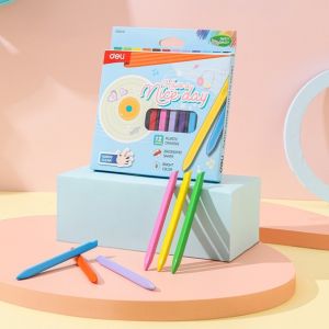 Crayon Plastik Deli C214 12 24 warna - Krayon oil pastel Deli X Agnes murah