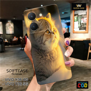 Case Vivo Y36 5G / Y36 4G / Y27 5G / Y27 4G - Queen Case - Motif Kucing - Softcase Pro Camera Lembut Lentur Dan Tebal - Casing - Cover - Karet - Kesing - Silikon - Silicone Case Ponsel Protection TPU Handphone - Queen Case