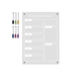 BAGUO Từ tính Bảng xóa Acrylic 6 điểm đánh dấu Trong suốt Lịch ghi nhớ hàng tháng Cao cấp Không khung Bộ bảng ghi chú Tủ lạnh